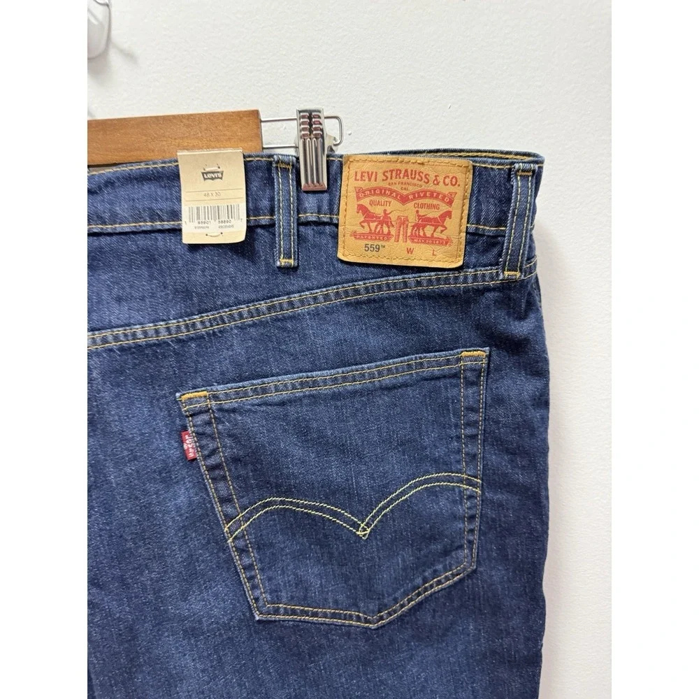 Levi's 559 Relaxed Straight Jeans Men 48x30 Big Tall Dark Wash Stretch NWT Levis
